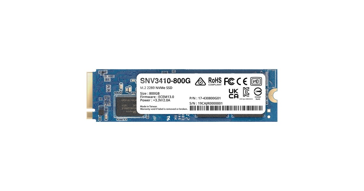Synology SNV3410-800G SSD PCIe 3.0 x4, NVMe, M.2 2280