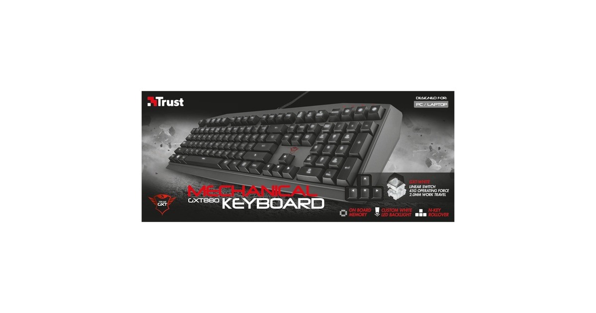 Trust GXT 880 Mechanical Gaming Keyboard Zwart, US lay-out, GXT