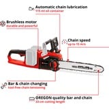 Einhell Accu Kettingzaag GE-LC 36/35 Li-Solo Rood/zwart, Accu en oplader niet inbegrepen