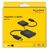 DeLOCK 1x DisplayPort 1.4 > 2x DisplayPort MST displayport splitter Zwart, 0,2 meter