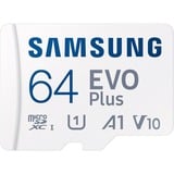 SAMSUNG EVO Plus microSDXC (2024), 64 GB geheugenkaart Wit, U1, V10, A1, Incl. SD-Adapter