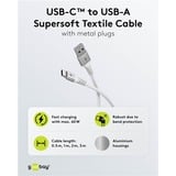 goobay Supersoft USB-C > USB-A 2.0 kabel Wit, 3 meter