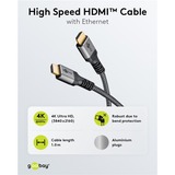 goobay Plus High-Speed HDMI-kabel met Ethernet Grijs, 5 meter