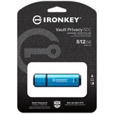 Kingston IronKey Vault Privacy 50 512 GB usb-stick Lichtblauw/zwart, USB-C 3.2 Gen 1