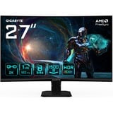 GIGABYTE GS27QCA 27" Curved gaming monitor Zwart, 180 Hz, HDMI, Displayport, AMD Free-Sync