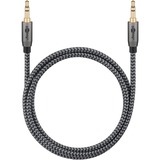 goobay Plus Audio 3,5 mm aux stereoverbindingskabel Zwart/zilver, 1 meter