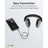 goobay Plus Audio 3,5 mm aux stereoverbindingskabel Zwart/zilver, 1 meter