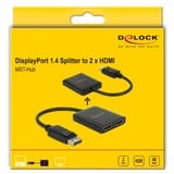 DeLOCK DisplayPort 1.4 > 2x HDMI MST displayport splitter Zwart, 0,2 meter