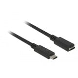 DeLOCK USB-C male > USB-C female verlengkabel Zwart, 0,5 meter