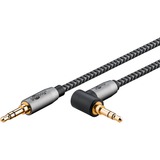 goobay Plus Audio 3,5 mm aux stereoverbindingskabel 90° Zwart/zilver, 3 meter