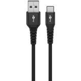 goobay Supersoft USB-C > USB-A 2.0 kabel Zwart, 1 meter