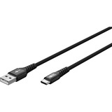 goobay Supersoft USB-C > USB-A 2.0 kabel Zwart, 1 meter