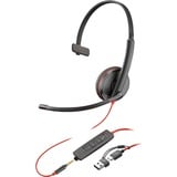 HP Poly Blackwire 3215 Monaural USB-C on-ear headset Zwart, Pc