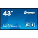 iiyama ProLite LH4360UHS-B1AG 43" 4K Ultra HD Public Display Zwart (mat), HDMI, WiFi, USB, Audio, Android 