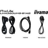 iiyama ProLite LH4360UHS-B1AG 43" 4K Ultra HD Public Display Zwart (mat), HDMI, WiFi, USB, Audio, Android 