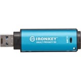 Kingston IronKey Vault Privacy 50 64 GB usb-stick Lichtblauw/zwart, USB-A 3.2 Gen 1 (5 Gbit/s)