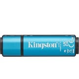 Kingston IronKey Vault Privacy 50 64 GB usb-stick Lichtblauw/zwart, USB-A 3.2 Gen 1 (5 Gbit/s)