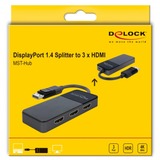 DeLOCK DisplayPort 1.4 > 3x HDMI MST displayport splitter Zwart, 0,125 meter