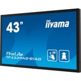 iiyama ProLite TF4339AS-B1AG 42.5" Public Display Zwart (mat), Touch, HDMI, DisplayPort, LAN, USB, Audio