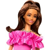 Mattel Barbie Fashionistas pop #217 met bruin golvend haar en roze jurk 65e verjaardag