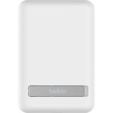 Belkin BoostCharger Magnetische draadloze 5000mAh-powerbank + standaard - 10 W Wit, 5.000 mAh