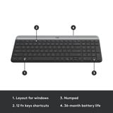 Logitech MK470 Slim Wireless Keyboard and Mouse Combo , desktopset Zwart, US-International, Scissor switches, 1000 dpi