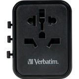 Verbatim Universele reisadapter UTA-02 reisstekker Zwart, 1x USB-A, 1x USB-C