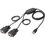 Digitus USB 2.0 > 2x RS232 kabel Zwart, 1,5 meter