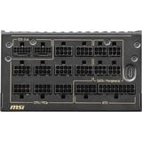 MSI MEG Ai1600T PCIE5, 1600 Watt voeding  Zwart/goud, 2x 12VHPWR, 9x PCIe, Kabelmanagement