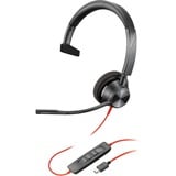 HP Poly Blackwire 3310 Monaural USB-C on-ear headset Zwart, Pc