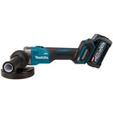 Makita 40 V Max Haakse accu slijper 125 mm XGT haakse slijper Blauw/zwart, Mbox, oplader en 2 accu's inbegrepen