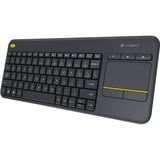 Logitech Wireless Touch K400 Plus, toetsenbord Donkergrijs, BE Lay-out