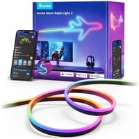 Govee Neon Rope Light 2 ledstrip Zwart, 4 meter, 2,4GHz-wifi + Bluetooth