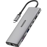 Sitecom 8 in 1 USB-C Power Delivery Multiport Adapter dockingstation Grijs