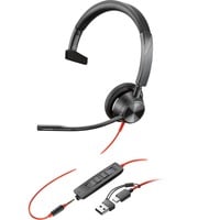 HP Poly Blackwire 3315 Monaural USB-C on-ear headset Zwart, Pc