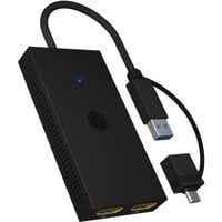 ICY BOX IB-SPL1029AC USB-C/-A > Dubbele hdmi splitter Zwart