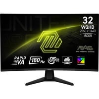 MSI MAG 32CQ6F 31.5" Curved gaming monitor Zwart, 2x HDMI, DisplayPort, Adaptive Sync, 180 Hz