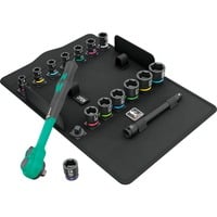 Wera 8100 SB 12 Zyklop Comfort ratelset gereedschapsset Zwart/groen, Omschakelpal, 3/8" aandrijving, metrisch, 16‑delig