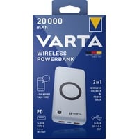 VARTA Wireless Powerbank 20.000 mAh - 20 W Wit, Qi, Power Delivery, Quick Charge 3.0