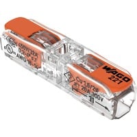 Wago Serie 221 - Inline connector 2x4 mm² verbinding Transparant/oranje, 60 stuks