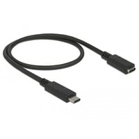 DeLOCK USB-C male > USB-C female verlengkabel Zwart, 0,5 meter