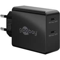 goobay USB-C PD Dual snellader (36 W) Zwart, 2x USB-C, Power Delivery