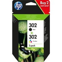 HP 302 zwarte/drie-kleuren inktcartridges - 2-pack Zwart, X4D37AE