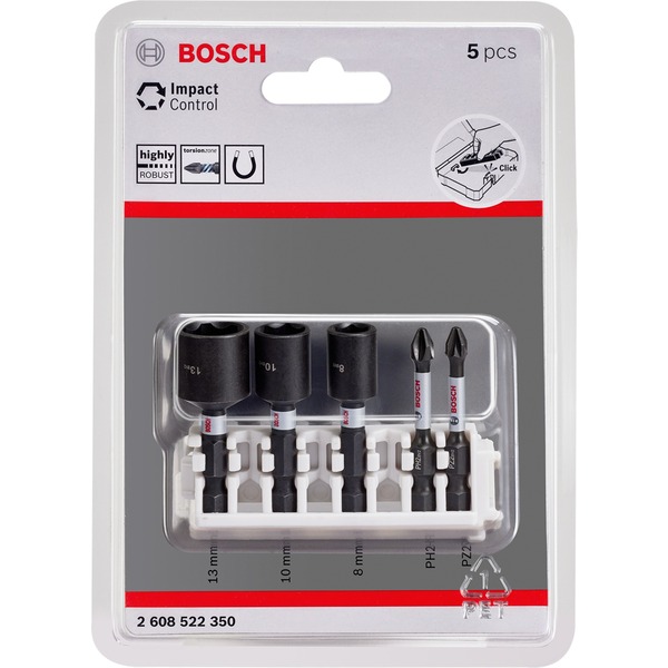 hulp in de huishouding Legende Romantiek Bosch Professional Pick and Click Impact Control schroefbit- en doppenset,  5-delig bitset